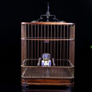 Premium Rosewood Inlaid Gemstone Birdcage