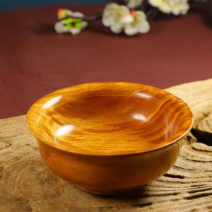 Natural Golden Nanmu Water Ripple Bowl